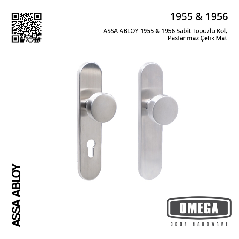 ASSA ABLOY 1955 & 1956 Sabit Topuzlu Kol, Paslanmaz Çelik Mat