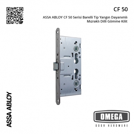 ASSA ABLOY CF 50 Serisi Barelli Tip Yangın Dayanımlı Mızraklı Dilli Gömme Kilit