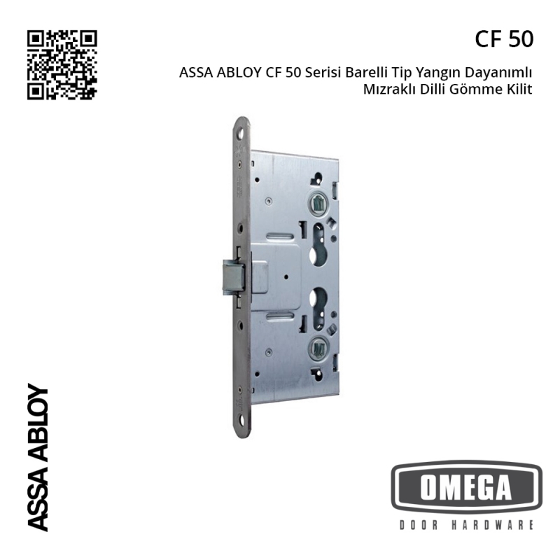 ASSA ABLOY CF 50 Serisi Barelli Tip Yangın Dayanımlı Mızraklı Dilli Gömme Kilit