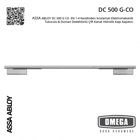 ASSA ABLOY DC 500 G CO  EN 1-4 Kendinden Sıralamalı Elektromekanik Tutuculu & Duman Dedektörlü Çift Kanat Hidrolik Kapı Kapatıcı