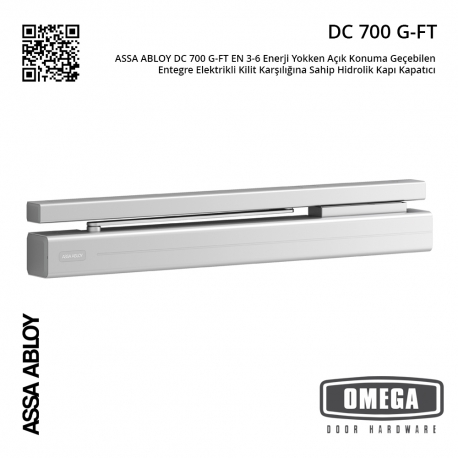 ASSA ABLOY DC 700 G-FT EN 3-6 Enerji Yokken Açık Konuma Geçebilen Entegre Elektrikli Kilit Karşılığına Sahip Hidrolik Kapı Kapatıcı