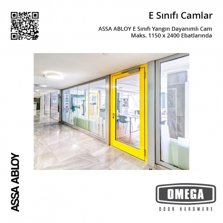 ASSA ABLOY E Sınıfı Yangın Dayanımlı Cam Maks. 1150 x 2400 Ebatlarında