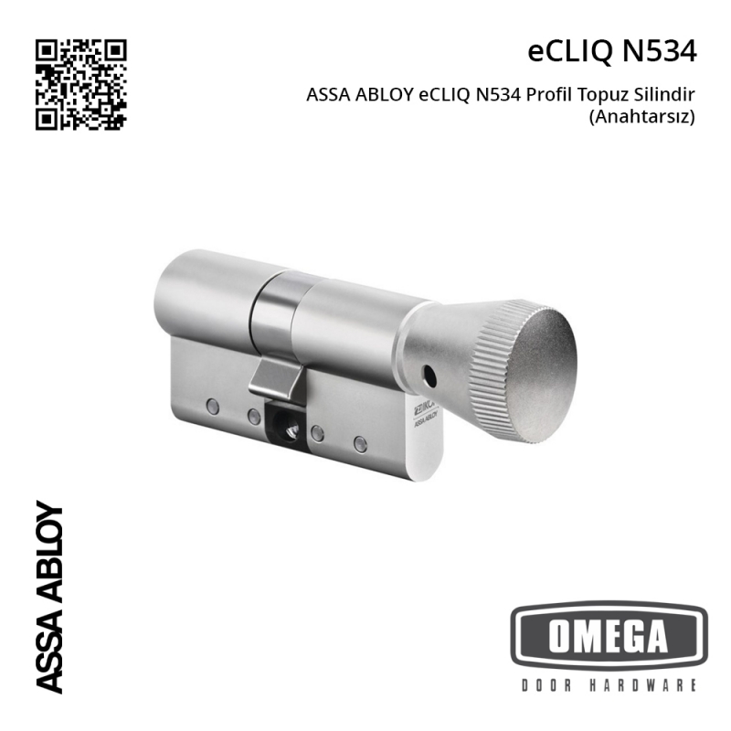 ASSA ABLOY eCLIQ N534 Profil Topuz Silindir (Anahtarsız)