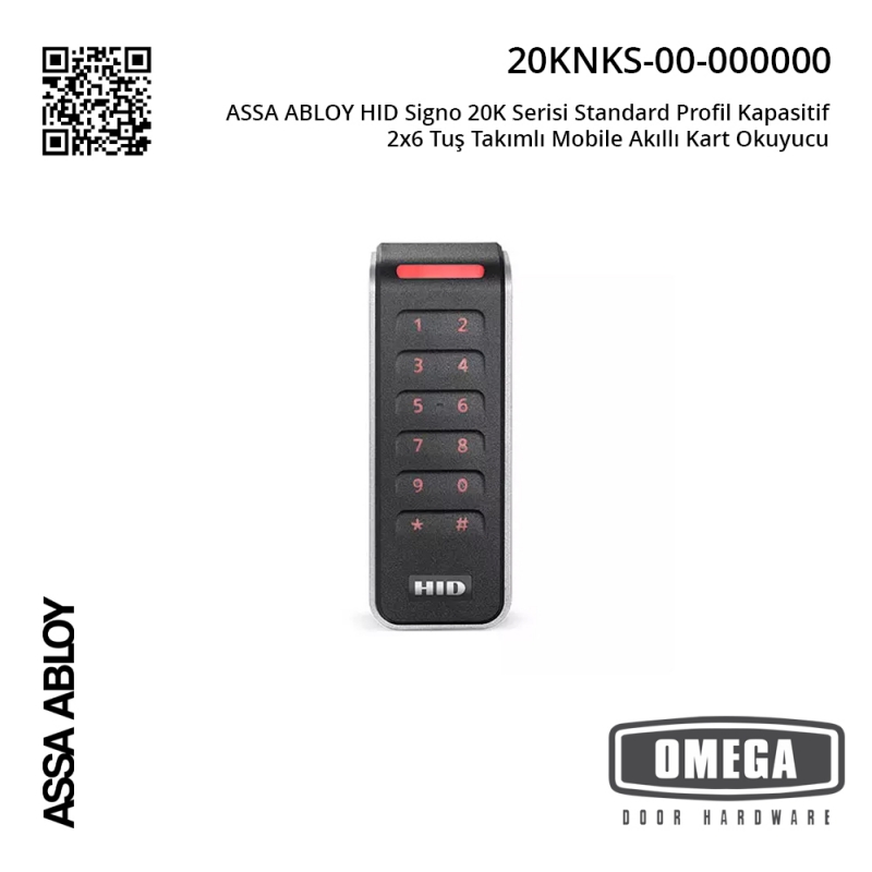 ASSA ABLOY HID Signo 20K Serisi Standard Profil Kapasitif 2x6 Tuş Takımlı Mobile Akıllı Kart Okuyucu